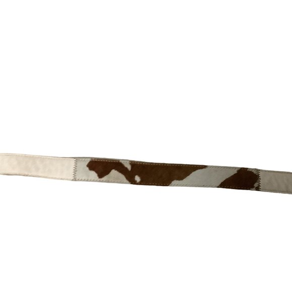 STREETS AHEAD Brown & White Leather & Calf Hair Siler Buckle Belt-Size Medium main image 9